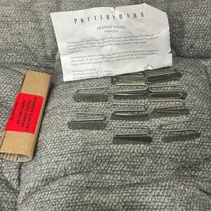 10 Pottery Barn Drapery Curtain Hooks 1.5 Inch Silver Metal Slide Pin